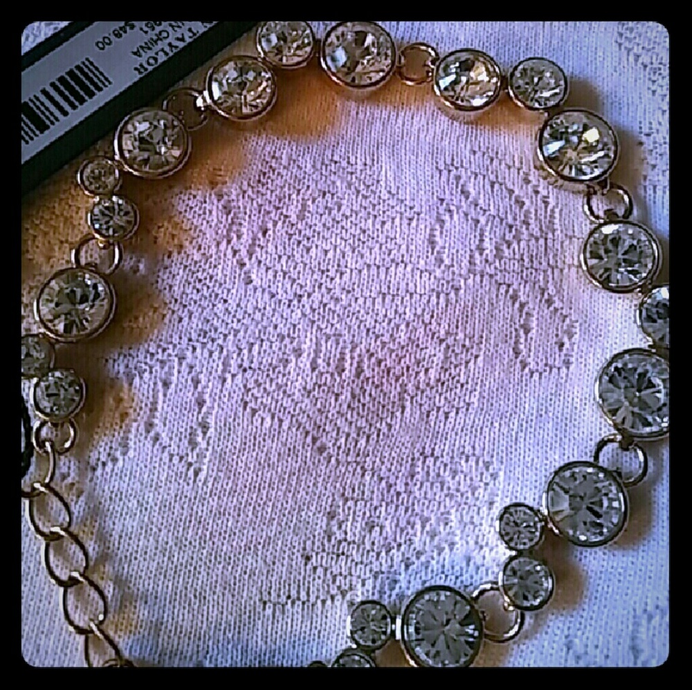 Ann Taylor Clear Bezel Set Rhinestone Bracelet - Picture 2 of 4